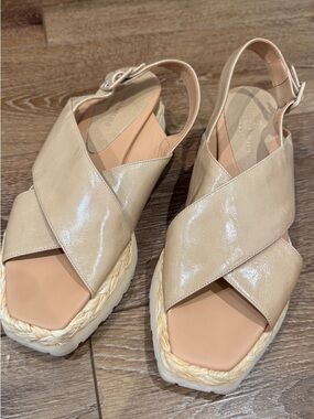 Women's Beige Slingback Crisscross Sandals